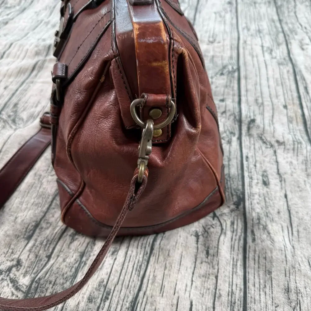 Fossil Cognac Leather Doctor Bag Gladstone Satchel Brown Vintage